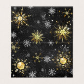 Xmas Golden Snowflakes op zwarte achtergrond Kaart (Buitenkant ongevouwen)