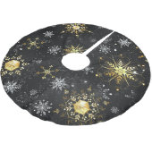 Xmas Golden Snowflakes op zwarte achtergrond Kerstboom Rok (Gekanteld)