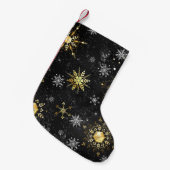 Xmas Golden Snowflakes op zwarte achtergrond Kleine Kerstsok (Voorkant (Hangend))