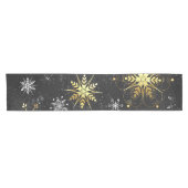 Xmas Golden Snowflakes op zwarte achtergrond Korte Tafelloper (Horizontaal)
