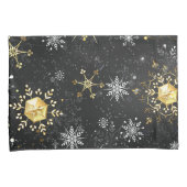 Xmas Golden Snowflakes op zwarte achtergrond Kussensloop (Voorkant-Rechts)