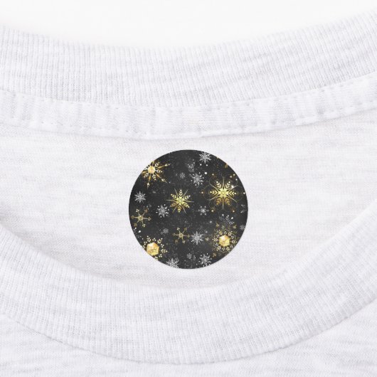 Xmas Golden Snowflakes op zwarte achtergrond Labels (Aangebracht)