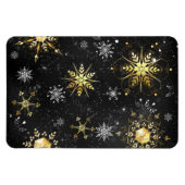 Xmas Golden Snowflakes op zwarte achtergrond Magneet (Horizontaal)