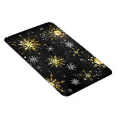 Xmas Golden Snowflakes op zwarte achtergrond Magneet (Rechterzijde)
