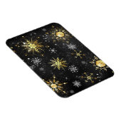 Xmas Golden Snowflakes op zwarte achtergrond Magneet (Rechterzijde)