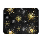Xmas Golden Snowflakes op zwarte achtergrond Magneet (Horizontaal)