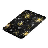 Xmas Golden Snowflakes op zwarte achtergrond Magneet (Linkerzijde)