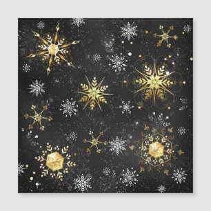 Xmas Golden Snowflakes op zwarte achtergrond Magnetische Uitnodiging