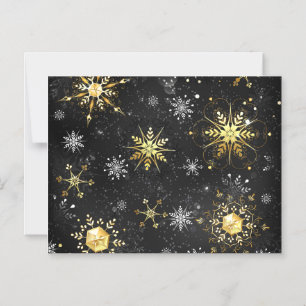 Xmas Golden Snowflakes op zwarte achtergrond Magnetische Uitnodiging