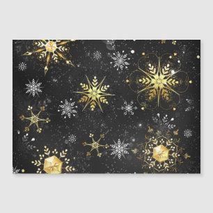 Xmas Golden Snowflakes op zwarte achtergrond Magnetische Uitnodiging