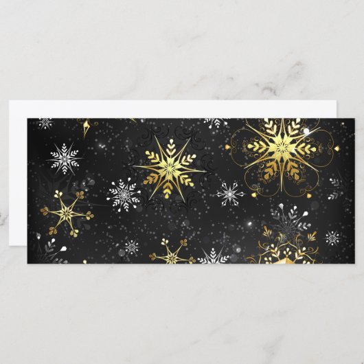 Xmas Golden Snowflakes op zwarte achtergrond Menu (Voorkant / Achterkant)