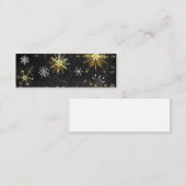 Xmas Golden Snowflakes op zwarte achtergrond Mini Visitekaartje (Voorkant / Achterkant)