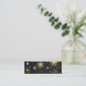 Xmas Golden Snowflakes op zwarte achtergrond Mini Visitekaartje (Staand voorkant)