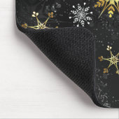 Xmas Golden Snowflakes op zwarte achtergrond Muismat (Hoek)