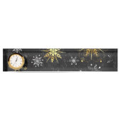 Xmas Golden Snowflakes op zwarte achtergrond Naambordje (Voorkant)