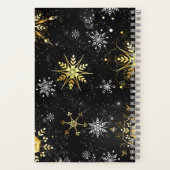 Xmas Golden Snowflakes op zwarte achtergrond Notitieboek (Achterkant)