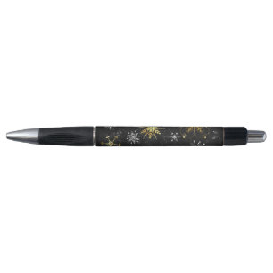 Xmas Golden Snowflakes op zwarte achtergrond Pen