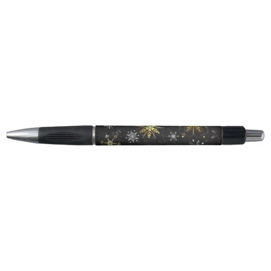 Xmas Golden Snowflakes op zwarte achtergrond Pen (Voorkant)