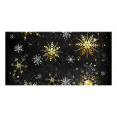Xmas Golden Snowflakes op zwarte achtergrond Perfect Poster (Voorkant)