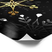 Xmas Golden Snowflakes op zwarte achtergrond Perfect Poster (Hoek)