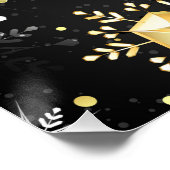 Xmas Golden Snowflakes op zwarte achtergrond Perfect Poster (Hoek)