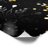 Xmas Golden Snowflakes op zwarte achtergrond Perfect Poster (Hoek)