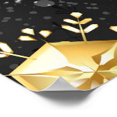 Xmas Golden Snowflakes op zwarte achtergrond Poster (Hoek)