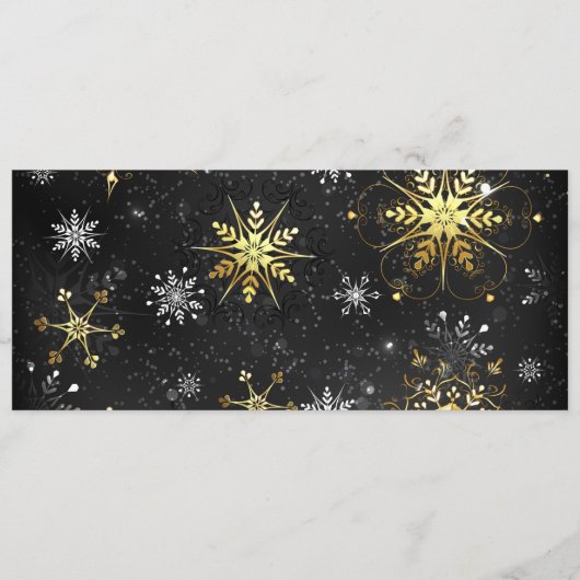 Xmas Golden Snowflakes op zwarte achtergrond Programmakaart (Voorkant)