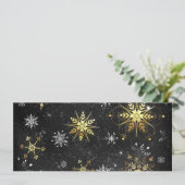 Xmas Golden Snowflakes op zwarte achtergrond Programmakaart (Staand voorkant)