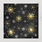 Xmas Golden Snowflakes op zwarte achtergrond Programmakaart (Voorkant)