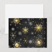 Xmas Golden Snowflakes op zwarte achtergrond RSVP Kaartje (Voorkant / Achterkant)