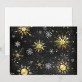 Xmas Golden Snowflakes op zwarte achtergrond Save The Date (Voorkant / Achterkant)