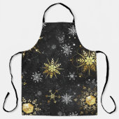 Xmas Golden Snowflakes op zwarte achtergrond Schort (Voorkant)