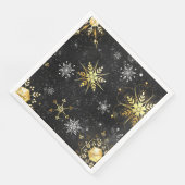 Xmas Golden Snowflakes op zwarte achtergrond Servet (Hoek)