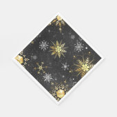 Xmas Golden Snowflakes op zwarte achtergrond Servet (Hoek)