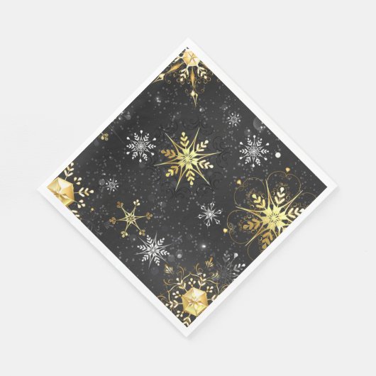 Xmas Golden Snowflakes op zwarte achtergrond Servet (Hoek)