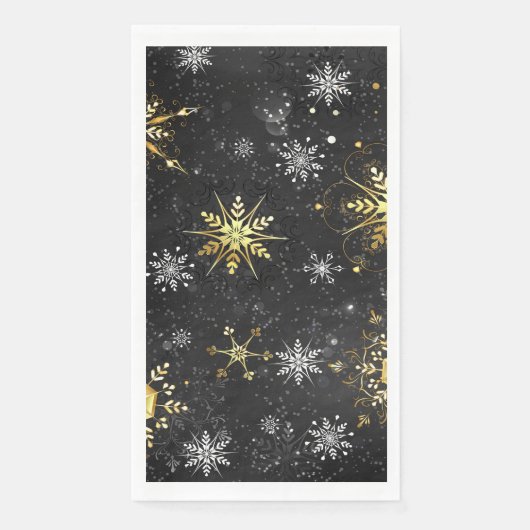 Xmas Golden Snowflakes op zwarte achtergrond Servet (Voorkant)