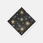 Xmas Golden Snowflakes op zwarte achtergrond Servet (Hoek)