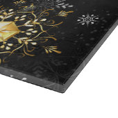 Xmas Golden Snowflakes op zwarte achtergrond Snijplank (Hoek)