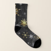 Xmas Golden Snowflakes op zwarte achtergrond Sokken (Rechts - buiten)
