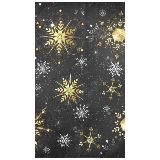 Xmas Golden Snowflakes op zwarte achtergrond Tafelkleed (Voorkant)