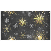 Xmas Golden Snowflakes op zwarte achtergrond Tafelkleed (Voorkant (Horizontaal))