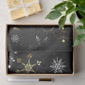 Xmas Golden Snowflakes op zwarte achtergrond Tissuepapier (Geschenk)