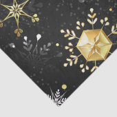 Xmas Golden Snowflakes op zwarte achtergrond Tissuepapier (Detail)