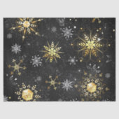 Xmas Golden Snowflakes op zwarte achtergrond Tissuepapier (Voorkant)
