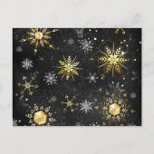 Xmas Golden Snowflakes op zwarte achtergrond Uitnodiging Briefkaart (Voorkant)