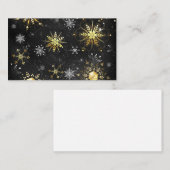 Xmas Golden Snowflakes op zwarte achtergrond Visitekaartje (Voorkant / Achterkant)