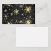 Xmas Golden Snowflakes op zwarte achtergrond Visitekaartje (Voorkant / Achterkant)