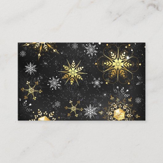 Xmas Golden Snowflakes op zwarte achtergrond Visitekaartje (Voorkant)