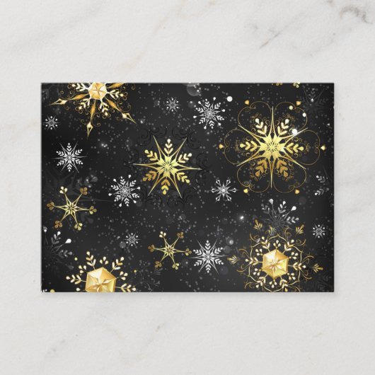 Xmas Golden Snowflakes op zwarte achtergrond Visitekaartje (Voorkant)